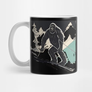 Grunge Bigfoot Funny Skiing Dad Truck Camper Vintage Skiing Mountain Mug